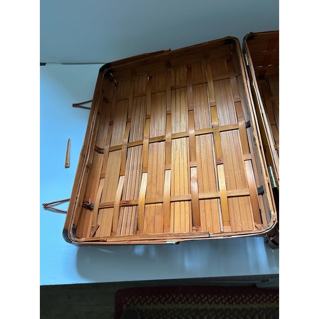 Wood Mid 20th Century Japanese Bamboo Picnic Basket For Sale - Image 7 of 10