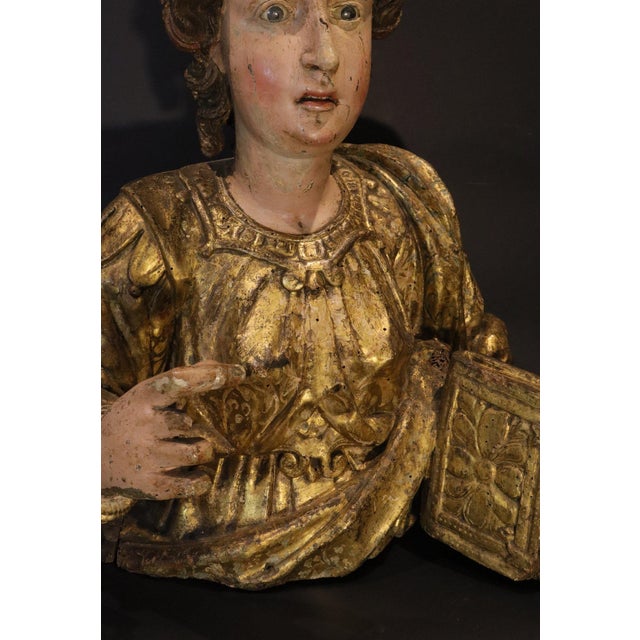 Gold Aniello Stellato, Saint John and Saint Catherine, 17th Century, Wood, Set of 2 For Sale - Image 8 of 16