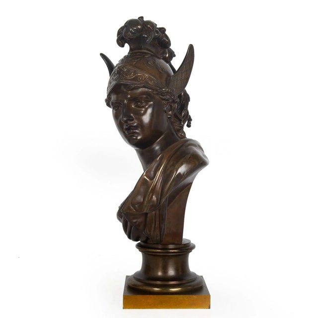 French Bronze Sculpture Antique Bust of Greek Warrior, Late 19th Century For Sale - Image 4 of 12