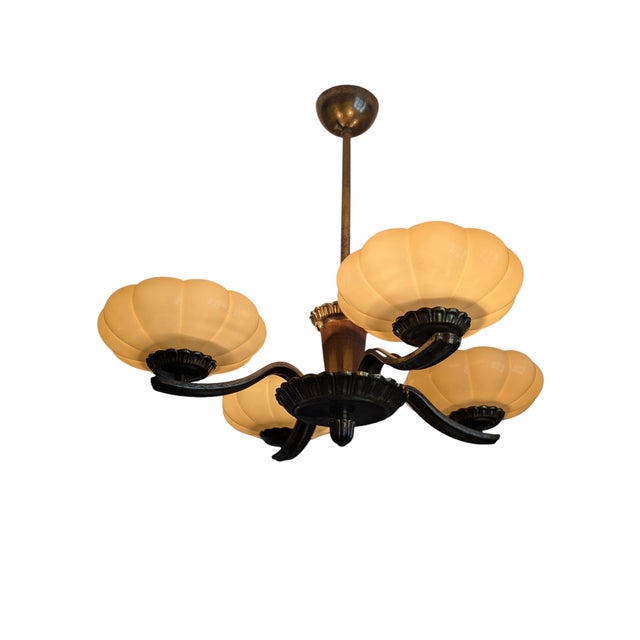 Vintage Four-Arm Chandelier by Paavo Tynell for Taito Oy, 1940s For Sale - Image 14 of 15