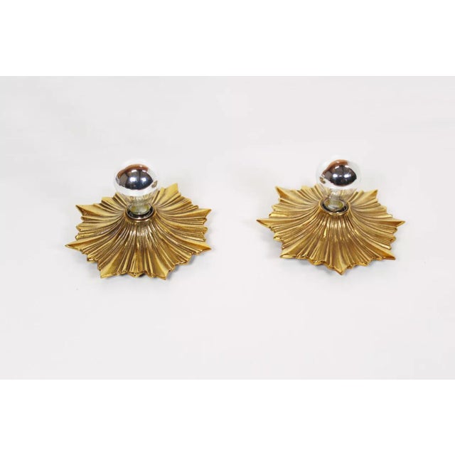 Mid-Century Bronze Sunburst Wall Sconces, Germany, 1950s, Set of 2 For Sale - Image 6 of 10