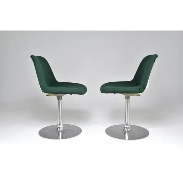 Robin Day Swivel Chairs in Green Upholstery and Aluminum, 1960s For Sale - Image 11 of 11