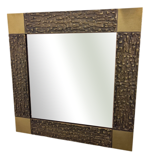 Square Mirror in Brass, 1970s