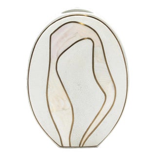 Shagreen Vase With Mother of Pearl and Brass Details by R&y Augousti For Sale