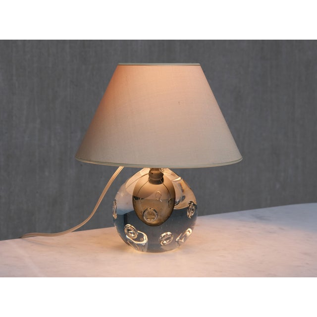 Table Lamp in Bubble Glass and Silk by Gunnar Nylund for Strömbergshyttan, 1960s For Sale - Image 6 of 12