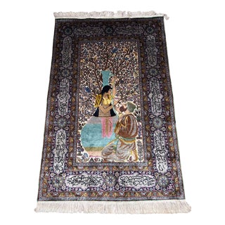 Kashmir Silk Oriental Rug, 1980s For Sale