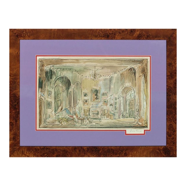 Cecil Beaton Watercolour Theatrical Set Design C1951 for Landscape W/ Figures For Sale