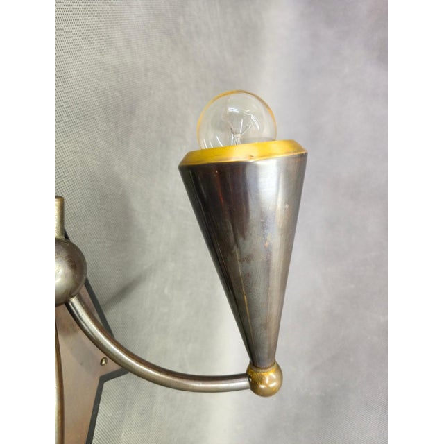 Vintage Art Deco Wall Lamp in Metal and Wood, 1930s For Sale - Image 10 of 14