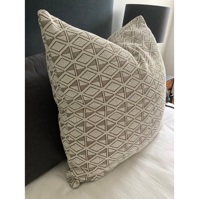 Contemporary Diamond Jacquard Chenille Decorative Pillow Euro Sham Cover For Sale - Image 3 of 5