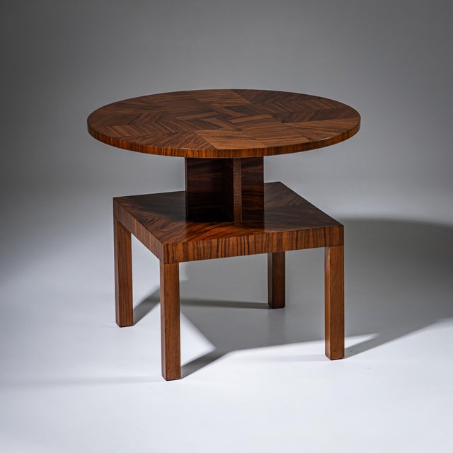 Wood Art Deco Side Table in Walnut, 1930s For Sale - Image 7 of 7