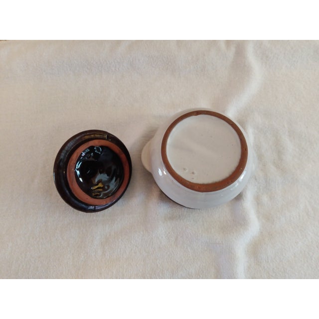 Ceramic Vintage Stoneware Brown Glaze 4 1/2" Bean Pot For Sale - Image 7 of 7