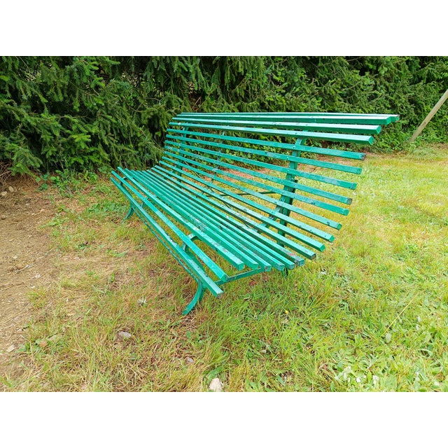 Corrugated Metal Garden Bench, 1930s, in Good conditions. Designed 1920 to 1949