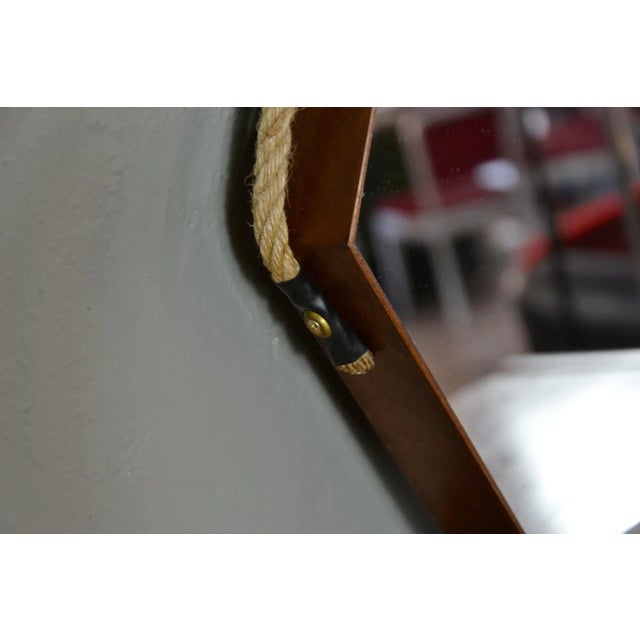 Mid-Century Hexagonal Mirror in Teak, Italy, 1960s For Sale - Image 4 of 9