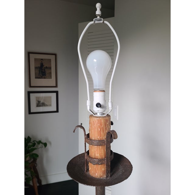 Spanish Revival Vintage 1970's Iron Spanish Revival Brutalist Floor Lamp For Sale - Image 3 of 13