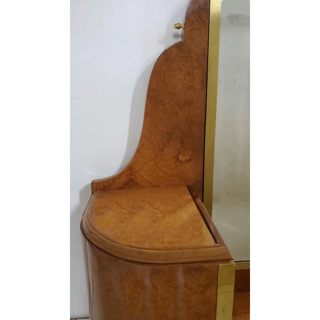 Early 20th Century Early 20th Century French Art Deco Amboyna Vanity/ Dressing Table With Brass Trim For Sale - Image 5 of 12