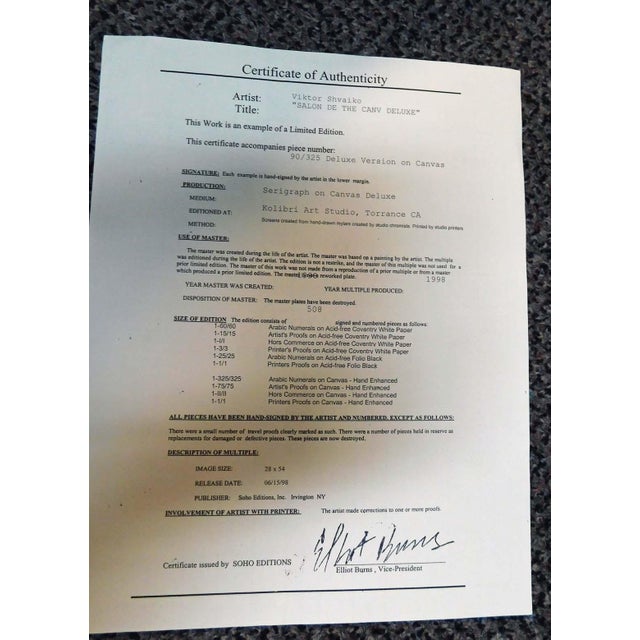 Viktor Shvaiko "Salon De The" Hand Signed With Custom Frame#90/325 For Sale - Image 4 of 7