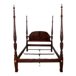 Vintage Stickley Queen Size Mahogany Rice Carved Bedframe For Sale