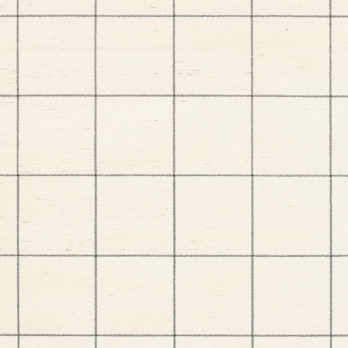 Schumacher Windowpane Embroidered Sisal Wallpaper in Charcoal | Chairish