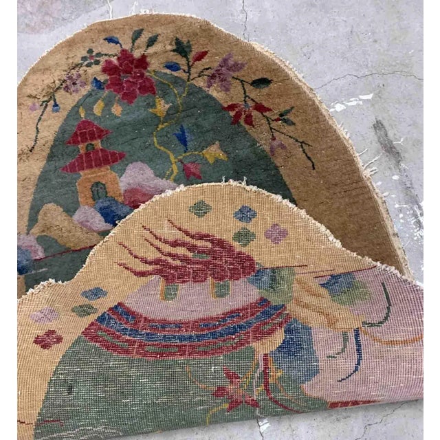 Textile 1920s Antique Handmade Art Deco Chinese Rug For Sale - Image 7 of 8