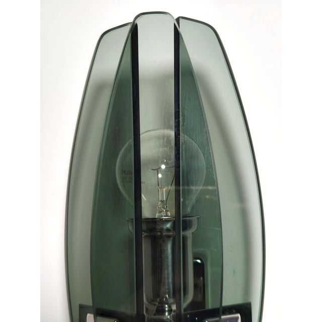 Wall Sconce with Smoked Glass. Italy, 1970s For Sale - Image 3 of 13