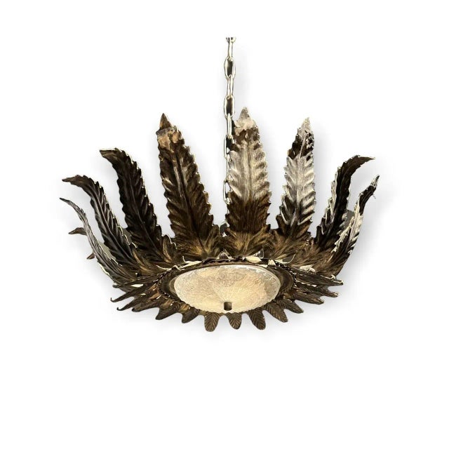 Metal 1940’s Italian Sunburst Light Fixture For Sale - Image 7 of 7