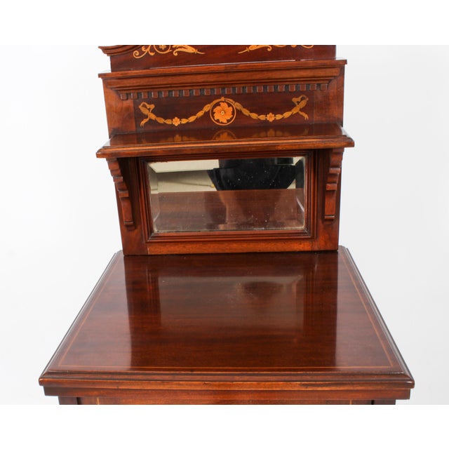 Wood Antique Edwardian Mahogany Marquetry Bedside Chests, Set of 2 For Sale - Image 7 of 18
