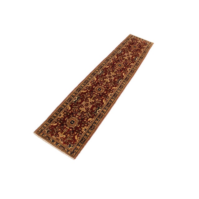 Shabby Chic Shabby Chic Ziegler 1990's Red/Blue Wool Runner Rug- 2'8'' X 13'4'' For Sale - Image 3 of 10