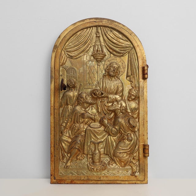 Neo‑Gothic Tabernacle Door with Gilded Bronze Last Supper Plaque, France, 1880 For Sale - Image 13 of 13