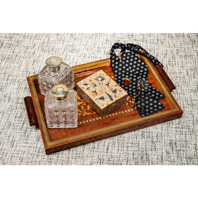 Add a touch of timeless elegance to your home décor with this beautiful handmade Pietra Dura inlaid stone trinket box. The...