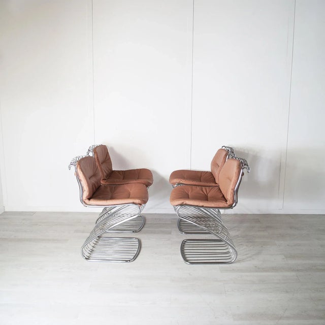 Dining Chairs with Chromed Steel Structure with Leather Seats by Gastone Rinaldi for Rima, 1970s, Set of 4 For Sale - Image 11 of 12