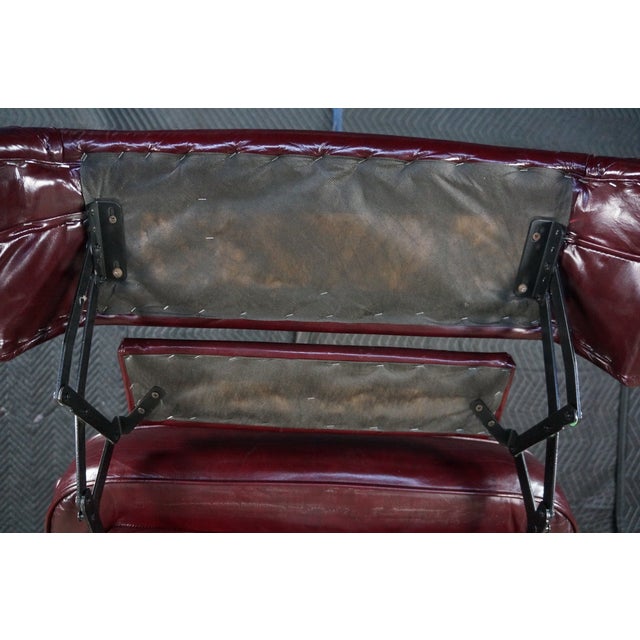 1975 Lane Furniture Burgundy Red Oxblood Leather Nailhead Reclining Armchair For Sale - Image 18 of 18