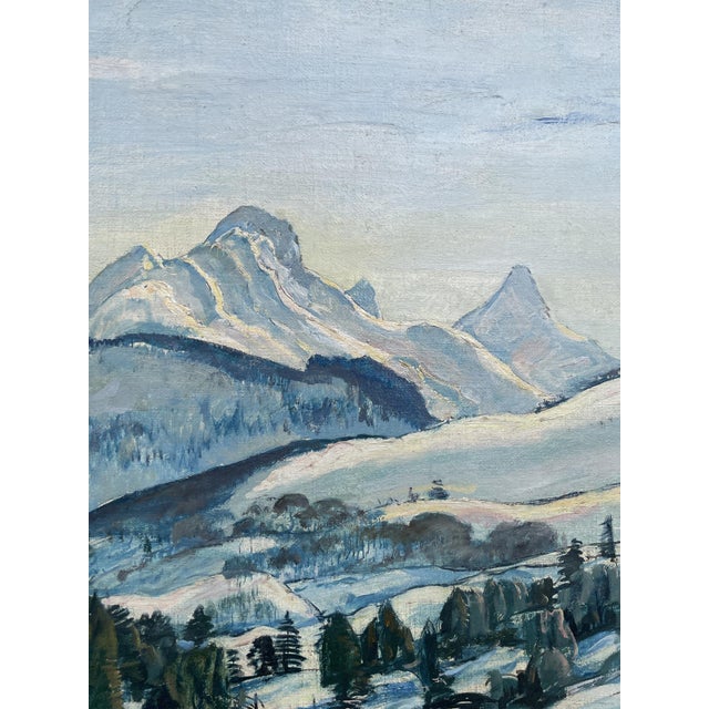 Harald Tillberg, Snowy Alpine Landscape, Oil on Canvas For Sale - Image 4 of 18