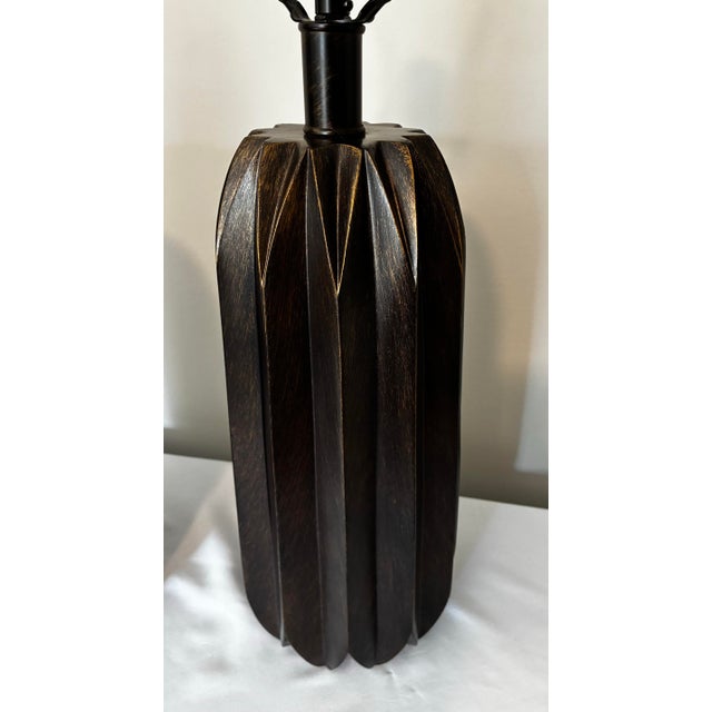 1990s Vintage Mid Century Modern Wooden Table Lamps - a Pair For Sale - Image 5 of 12