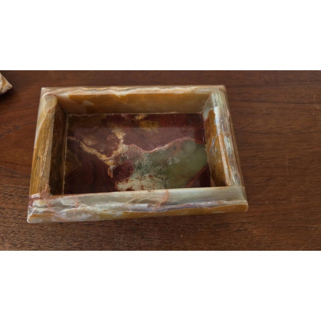 Onyx Vintage Onyx Stone Box, Banded Marble Jewelry Box, Heavy Calcite Trinket Box, Natural Stone Storage, Decorative Keepsake Box For Sale - Image 8 of 10