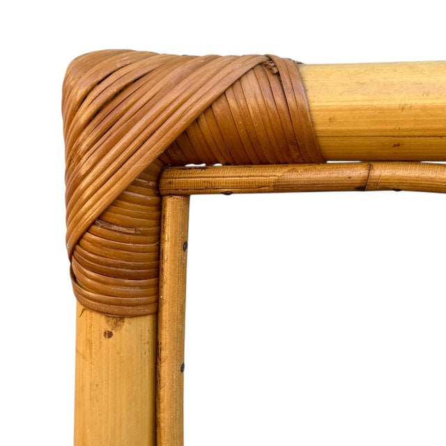 Wood Vintage French Rattan Mirror, 1970s For Sale - Image 7 of 11