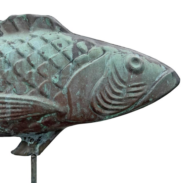 Verdigris Early 20th Century American Copper Trout Weathervane For Sale - Image 8 of 18