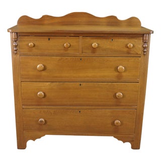 Antique American Victorian Empire Style Walnut Chest of Drawers Dresser 42" For Sale