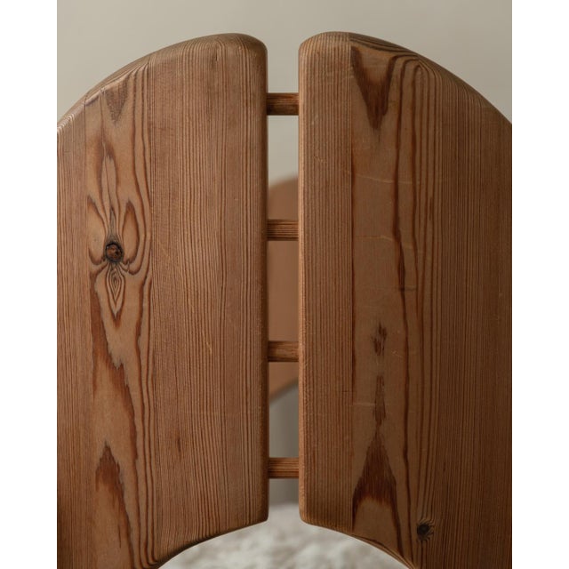 Scandinavian Modern Pine Dining Chairs in Faux Sheepskin, 1970s, Set of 4 For Sale - Image 13 of 18