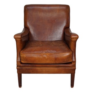 Vintage Dutch Cognac Leather Club Chair, 1970s For Sale