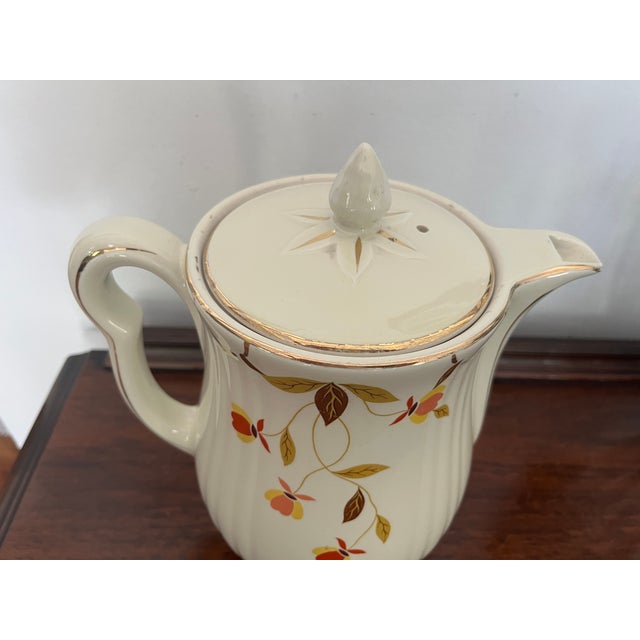 Ceramic Vintage Hall China Jewel Tea Autumn Leaf Covered Coffee Pot, Mary Dunbar, Circa 1940s For Sale - Image 7 of 8
