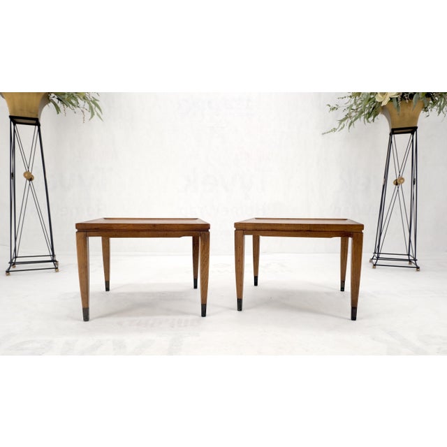 Brown Pair of Mid Century Modern Square Walnut Side End Tables Removable Legs MINT! For Sale - Image 8 of 12