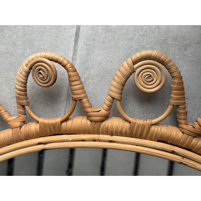 Vintage French Oval Rattan Mirror, 1950s For Sale - Image 9 of 10