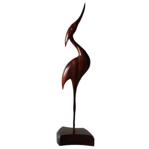 Vintage mid-century Danish design crane, varnished teak heron, from the 1970s. Probably made in East Germany. The hand-...