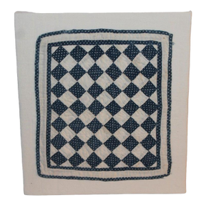 19th Century Mini Postage Stamp Blue & White Doll Quilt