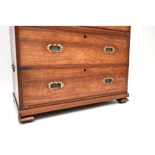 Antique Military Campaign Chest of Drawers in Teak, 1840 For Sale - Image 12 of 15