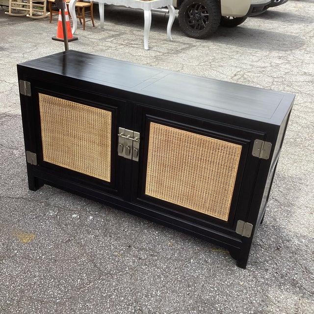 Mid-Century Modern Michael Taylor Far East Collection for Baker Ebonized Sideboard Entertainment Center For Sale - Image 3 of 12