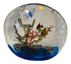 Large 1970s Murano Art Glass Fish Aquarium With Jellyfish Sculpture