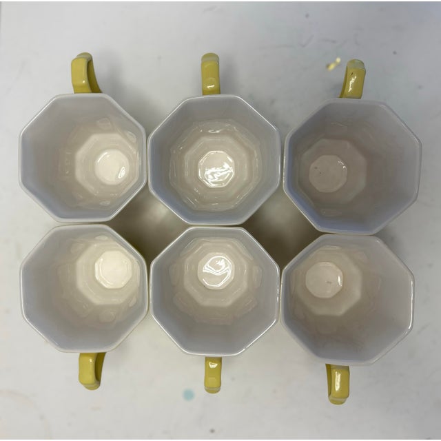 Mid 20th Century Interpace “Independence” Ironstone Octoganal Avocado Yellow Cups - Set of Six For Sale - Image 4 of 10