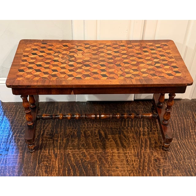19th Century Victorian Tumbling Block Parquetry Low Occasional Table For Sale - Image 13 of 16