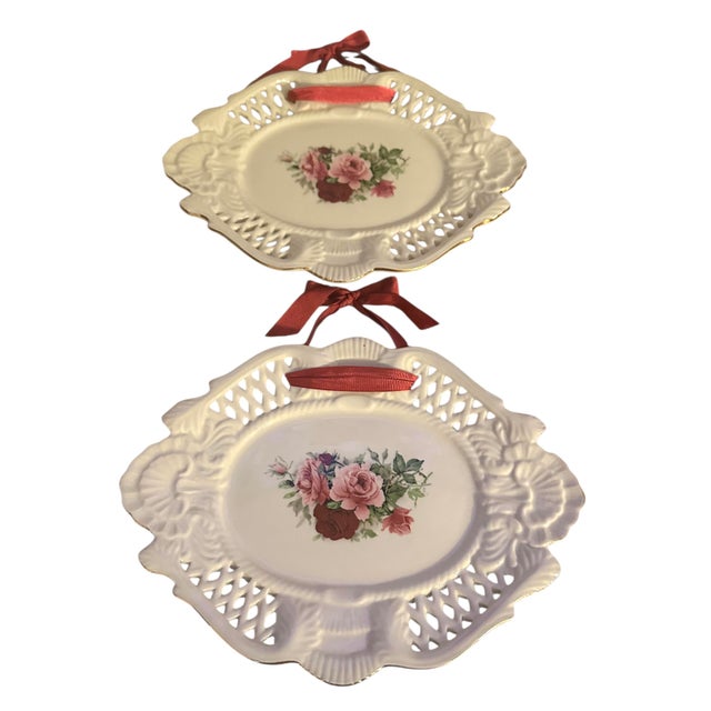 Vintage Formalities by Baum Brothers Victorian Rose Pierced Plates - A Set of 4 For Sale - Image 4 of 11